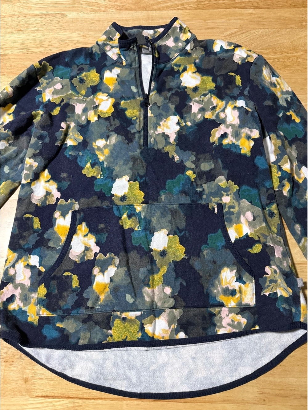 T by Talbots Women’s Medium Petite Floral Quarter Zip Pullover Sweatshirt